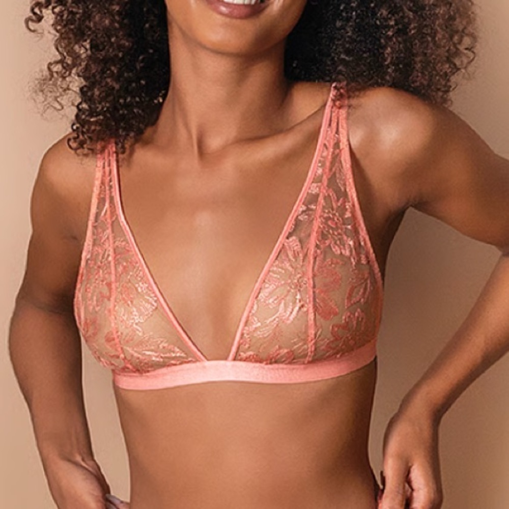 New! Myla London Columbia Road Soft Bra coral floral lace 31567